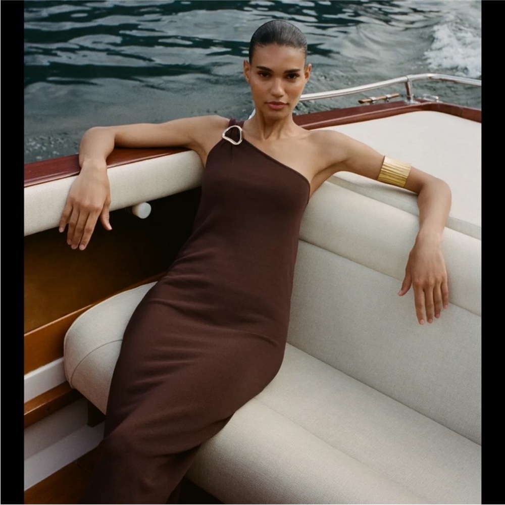 Zara Chocolate One-Shoulder Dress